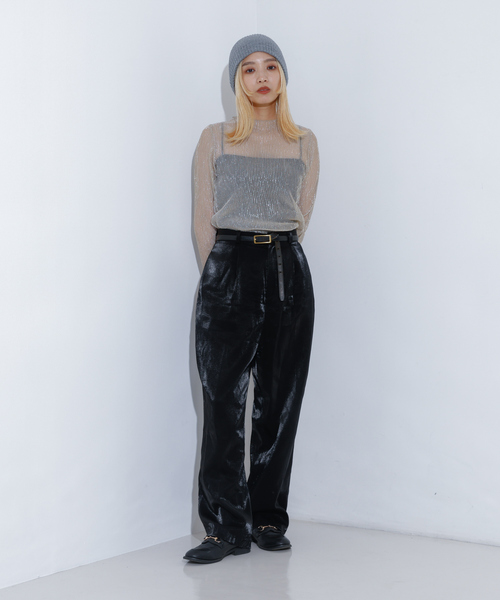 NOMINE(ノミネ)の「ラメ シアー プリーツ トップス (ロンT)(Tシャツ/カットソー・レディース・ブルー/ブラック/アイボリー/ブロンズ・フリー)」の22枚目の写真