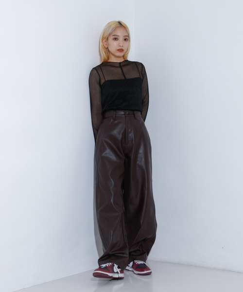 NOMINE(ノミネ)の「ラメ シアー プリーツ トップス (ロンT)(Tシャツ/カットソー・レディース・ブルー/ブラック/アイボリー/ブロンズ・フリー)」の14枚目の写真