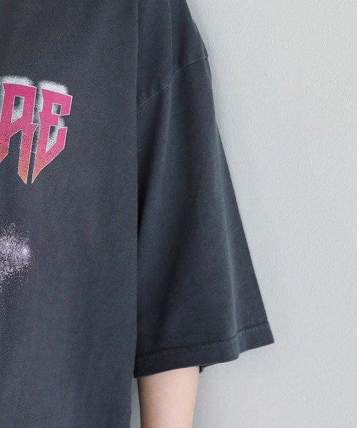 ピグメント加工 ロックTシャツシアーチュールトップス2点セット