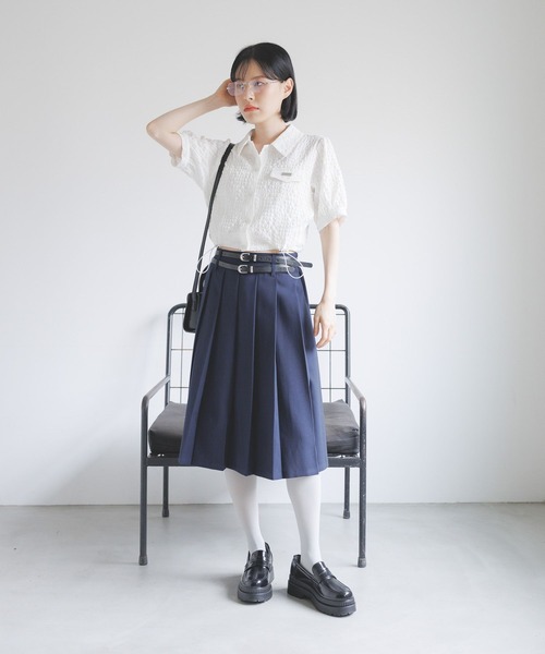 3.3 Field Trip （3.3フィールドトリップ）の「3.3 Field Trip／ドロストエンボスシャツ（シャツ/ブラウス・レディース・ホワイト/ブラック・FREE）」の8枚目の写真