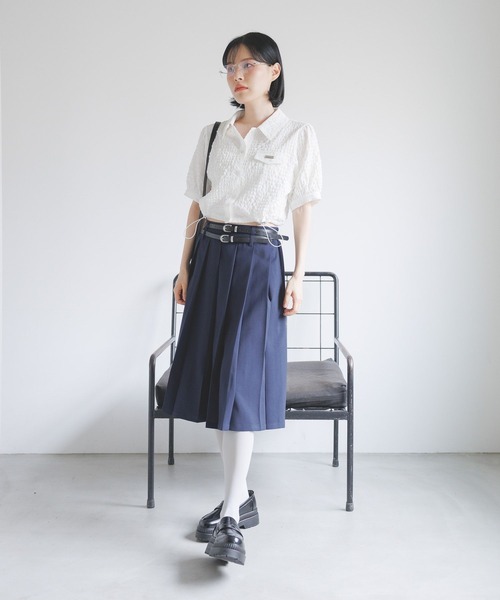 3.3 Field Trip （3.3フィールドトリップ）の「3.3 Field Trip／ドロストエンボスシャツ（シャツ/ブラウス・レディース・ホワイト/ブラック・FREE）」の6枚目の写真