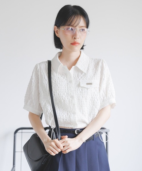 3.3 Field Trip （3.3フィールドトリップ）の「3.3 Field Trip／ドロストエンボスシャツ（シャツ/ブラウス・レディース・ホワイト/ブラック・FREE）」の5枚目の写真