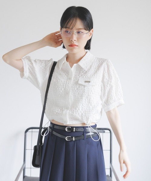 3.3 Field Trip （3.3フィールドトリップ）の「3.3 Field Trip／ドロストエンボスシャツ（シャツ/ブラウス・レディース・ホワイト/ブラック・FREE）」の3枚目の写真