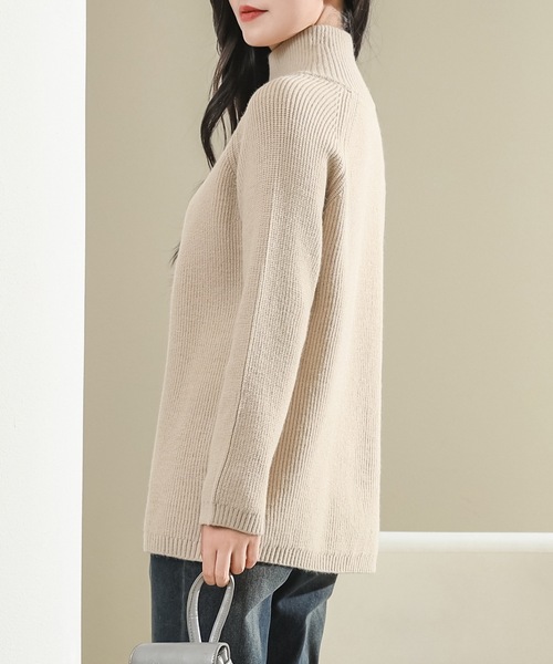Lace Ladies(レースレディース)の「ビッグシルエット サイドジップ ハイネック リブ ニット プルオーバー(ニット/セーター・レディース・ベージュ/ブラック/アイボリー/グレー・FREE)」の14枚目の写真