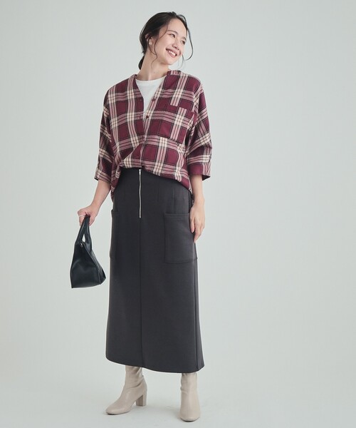 SHOO・LA・RUE（シューラルー）の「◆【洗える】暑い時期もさらりと着られる 7分袖チェックシャツ（シャツ/ブラウス・レディース・ホワイト系4/ワイン系1/ブラック系1・03/02/04）」の6枚目の写真