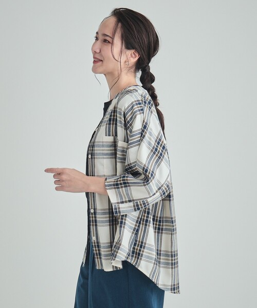 SHOO・LA・RUE（シューラルー）の「◆【洗える】暑い時期もさらりと着られる 7分袖チェックシャツ（シャツ/ブラウス・レディース・ホワイト系4/ワイン系1/ブラック系1・03/02/04）」の17枚目の写真