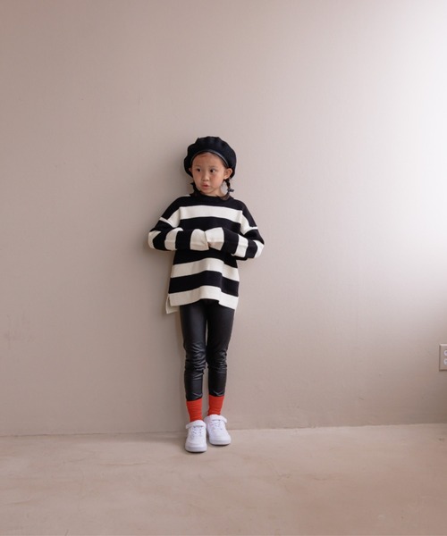 LOWRYS FARM(ローリーズファーム)の「ボーダーニットLS 145398(ニット/セーター・キッズ・ボルドー/ネイビー/ブラック・110cm/120cm/130cm/140cm/150cm)」の4枚目の写真