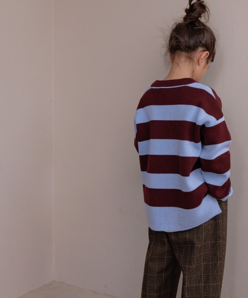 LOWRYS FARM(ローリーズファーム)の「ボーダーニットLS 145398(ニット/セーター・キッズ・ボルドー/ネイビー/ブラック・110cm/120cm/130cm/140cm/150cm)」の13枚目の写真