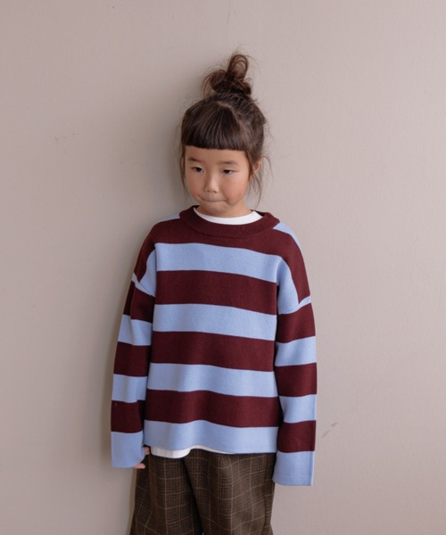 LOWRYS FARM(ローリーズファーム)の「ボーダーニットLS 145398(ニット/セーター・キッズ・ボルドー/ネイビー/ブラック・110cm/120cm/130cm/140cm/150cm)」の12枚目の写真