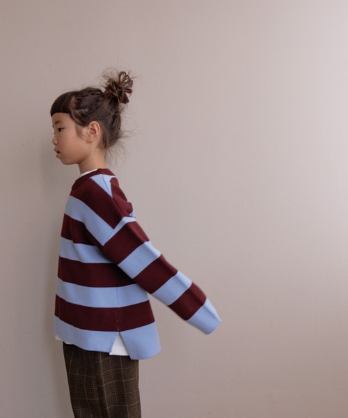 LOWRYS FARM(ローリーズファーム)の「ボーダーニットLS 145398(ニット/セーター・キッズ・ボルドー/ネイビー/ブラック・110cm/120cm/130cm/140cm/150cm)」の14枚目の写真