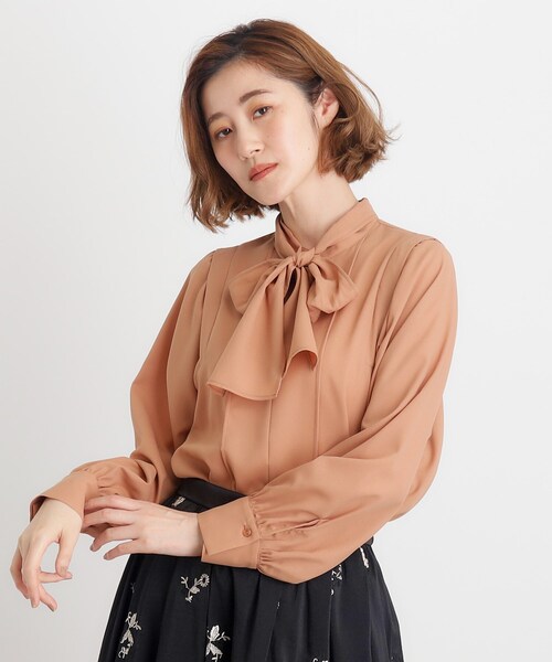 grove（グローブ）の「◆ウイングスリーブボウタイブラウス（シャツ/ブラウス・レディース・ブラック/キャメル/オフホワイト・03/02/01/04/05）」の7枚目の写真