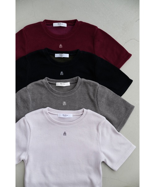 Trois Logo Ribbed Tee（Tシャツ/カットソー）｜Her lip to