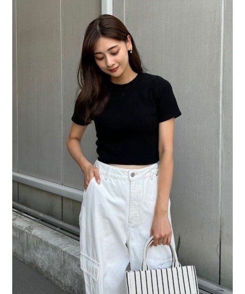 Trois Logo Ribbed Tee（Tシャツ/カットソー）｜Her lip to
