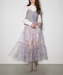 【新品】rienda 花柄ワンピース フレアスリーブペイントフラワーワンピース（ワンピース