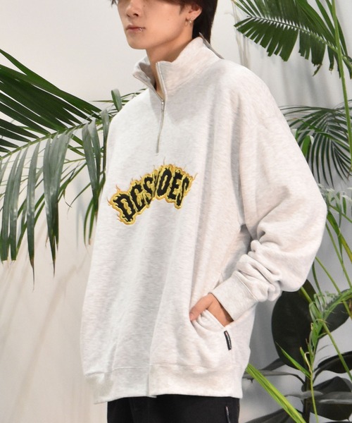 【セール】DC/ディーシー 24 FIRELOGO HALF ZIP PULLOVER24 ファイヤーロゴ ハーフジップ プルオーバー ハーフジップ ルーズシルエット 裏起毛 DPO244074（スウェット）｜DC（ディーシー）