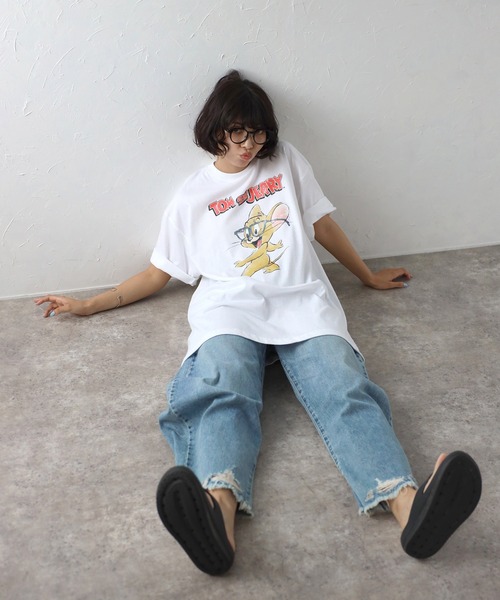 Tom&Jerry(トムアンドジェリー)の「【Warner】トム&ジェリーTEE 01(Tシャツ/カットソー・レディース・ライトブラック/ホワイト・XL/M)」の11枚目の写真