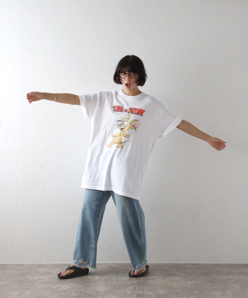 Tom&Jerry(トムアンドジェリー)の「【Warner】トム&ジェリーTEE 01(Tシャツ/カットソー・レディース・ライトブラック/ホワイト・XL/M)」の12枚目の写真