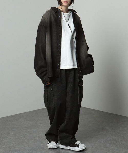 Alfred Alex（アルフレッドアレックス）の「【Alfred Alex】ヴィンテージメイクビッグデニムシャツ（シャツ/ブラウス・メンズ・ブラック系/チャコール/グレー/チャコールグレー/インディゴブルー・S/M/L）」の19枚目の写真