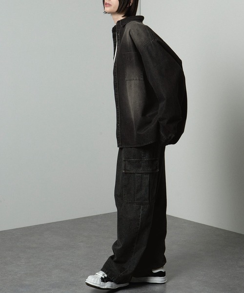 Alfred Alex（アルフレッドアレックス）の「【Alfred Alex】ヴィンテージメイクビッグデニムシャツ（シャツ/ブラウス・メンズ・ブラック系/チャコール/グレー/チャコールグレー/インディゴブルー・S/M/L）」の20枚目の写真