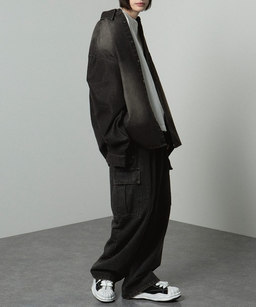 Alfred Alex（アルフレッドアレックス）の「【Alfred Alex】ヴィンテージメイクビッグデニムシャツ（シャツ/ブラウス・メンズ・ブラック系/チャコール/グレー/チャコールグレー/インディゴブルー・S/M/L）」の21枚目の写真