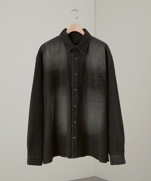 Alfred Alex（アルフレッドアレックス）の「【Alfred Alex】ヴィンテージメイクビッグデニムシャツ（シャツ/ブラウス・メンズ・ブラック系/チャコール/グレー/チャコールグレー/インディゴブルー・S/M/L）」の6枚目の写真