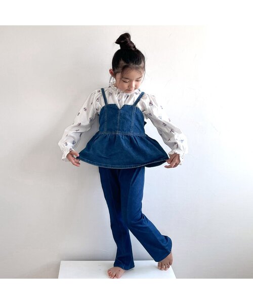 apres les cours（アプレレクール）の「バックリボンフレアカットパンツ（その他パンツ・キッズ・その他3/チェック/インディゴブルー・80/90/100/110/120/130/140）」の4枚目の写真