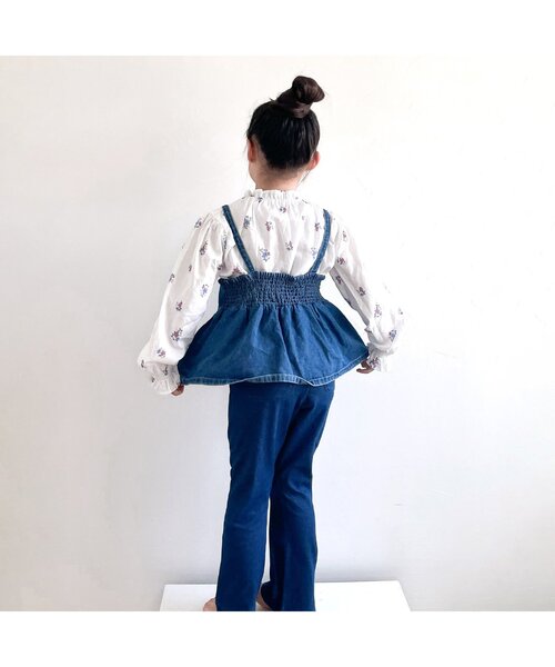 apres les cours（アプレレクール）の「バックリボンフレアカットパンツ（その他パンツ・キッズ・その他3/チェック/インディゴブルー・80/90/100/110/120/130/140）」の5枚目の写真