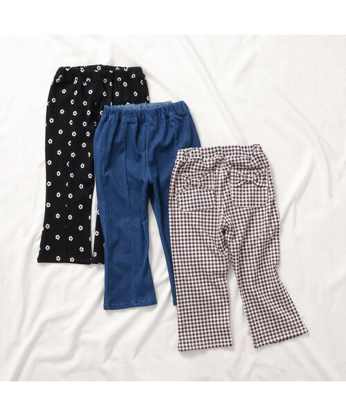 apres les cours（アプレレクール）の「バックリボンフレアカットパンツ（その他パンツ・キッズ・その他3/チェック/インディゴブルー・80/90/100/110/120/130/140）」の6枚目の写真