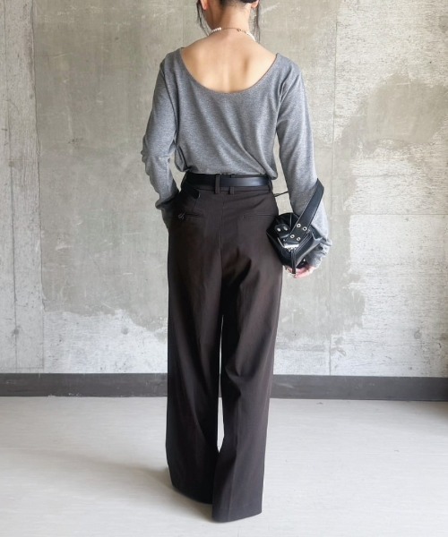 TRIANGLE PALETTE(トライアングルパレット)の「バックオープン長袖Tシャツ/前後2way着用可能(Tシャツ/カットソー・レディース・ブラック/ホワイト/ベージュ/グレー/ダークグレー・FREE)」の9枚目の写真