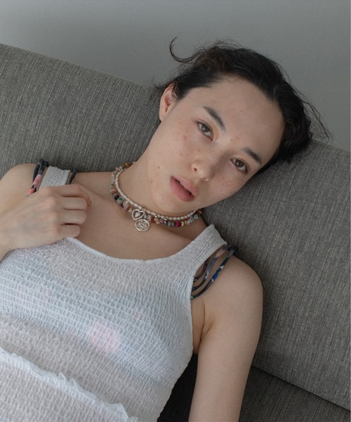 SUWDEE(スーディー)の「shirring tank top(タンクトップ・レディース・ホワイト/ブラック・FREE)」の10枚目の写真