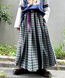 DOUBLE NAME | チェックワイドプリーツスカート(スカート)