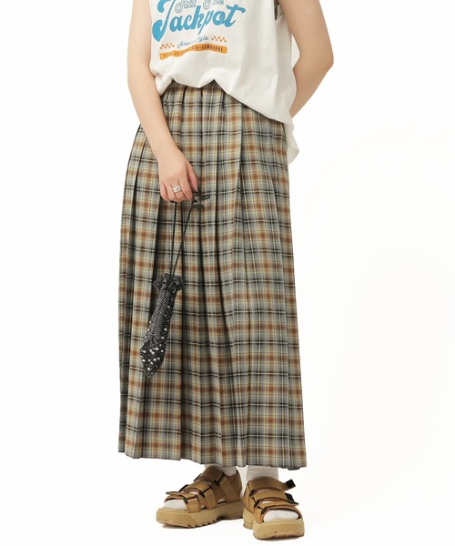 DOUBLE NAME（ダブルネーム）の「チェックワイドプリーツスカート（スカート・レディース・ブルー/グレー・FREE）」の10枚目の写真