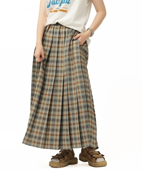 DOUBLE NAME（ダブルネーム）の「チェックワイドプリーツスカート（スカート・レディース・ブルー/グレー・FREE）」の11枚目の写真