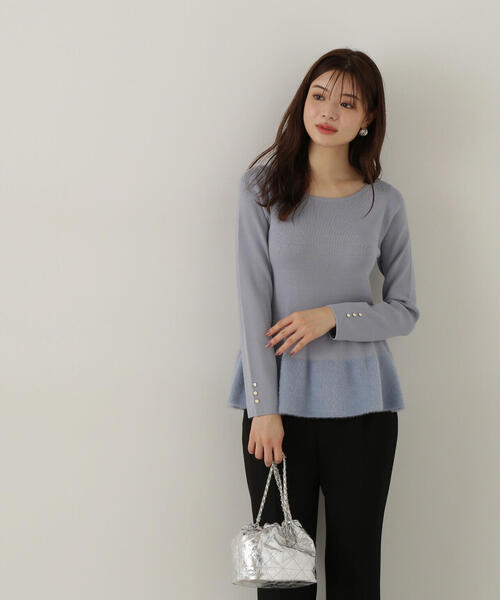 PROPORTION BODY DRESSING(プロポーションボディドレッシング)の「フェザーペプラムニット / 1214270923(ニット/セーター・レディース・ブラウン系その他/ブルー/グレー・FREE)」の3枚目の写真
