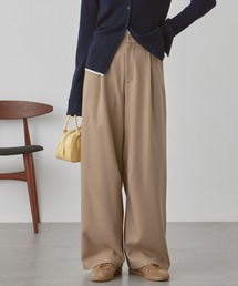 MONO-MART（モノマート）の「速乾×洗える|カーブタック ワイドスラックス(パウダーツイル)（スラックス）」