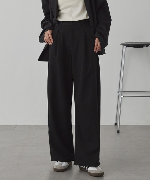 速乾×洗える｜カーブタック ワイドスラックス（パウダーツイル） MONO