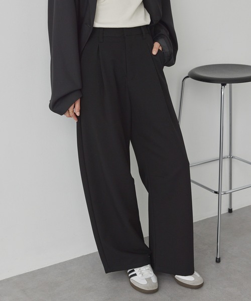 速乾×洗える｜カーブタック ワイドスラックス（パウダーツイル） MONO