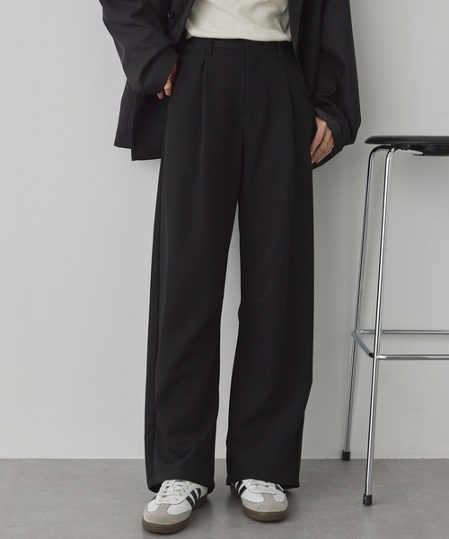 速乾×洗える｜カーブタック ワイドスラックス（パウダーツイル） MONO