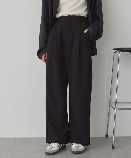 セール】速乾×洗える｜カーブタック ワイドスラックス（パウダーツイル