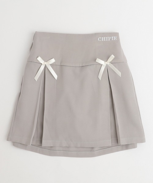 URBAN CHERRY(アーバンチェリー)の「【CHIPIE/シピ】サテンリボンタックプリーツミニスカート(スカート・キッズ・ブラック/グレー・110cm/120cm/130cm/140cm/150cm)」の5枚目の写真