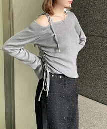 clear | 肩リボンワンショルニットトップス [肌見せ トレンド感 スタイルアップ]≪2024AW新作≫(ニット/セーター)
