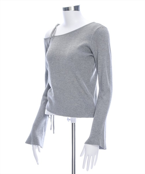 clear（クリア）の「肩リボンワンショルニットトップス [肌見せ スタイルアップ]≪2024AW新作≫（ニット/セーター・レディース・ブラック/オフホワイト/杢グレー・F）」の8枚目の写真