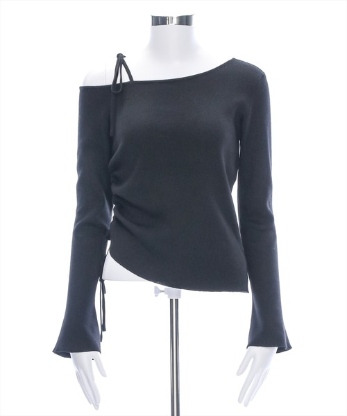 clear（クリア）の「肩リボンワンショルニットトップス [肌見せ スタイルアップ]≪2024AW新作≫（ニット/セーター・レディース・ブラック/オフホワイト/杢グレー・F）」の16枚目の写真