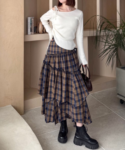 clear（クリア）の「肩リボンワンショルニットトップス [肌見せ スタイルアップ]≪2024AW新作≫（ニット/セーター・レディース・ブラック/オフホワイト/杢グレー・F）」の19枚目の写真