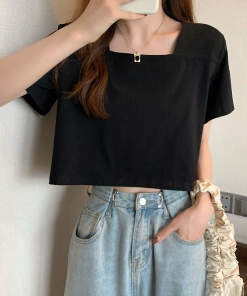 Amulet(アミュレット)の「スクエアネックTシャツ(Tシャツ/カットソー・レディース・ホワイト/ブラック・XL/L/M)」の7枚目の写真