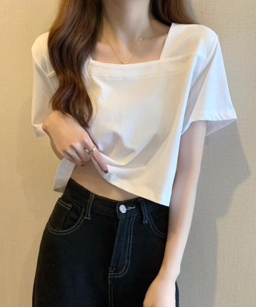 Amulet(アミュレット)の「スクエアネックTシャツ(Tシャツ/カットソー・レディース・ホワイト/ブラック・XL/L/M)」の11枚目の写真
