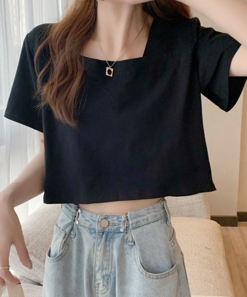 Amulet(アミュレット)の「スクエアネックTシャツ(Tシャツ/カットソー・レディース・ホワイト/ブラック・XL/L/M)」の12枚目の写真