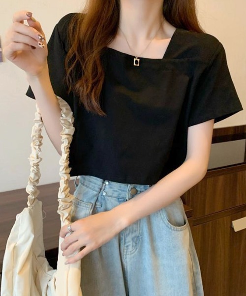 Amulet(アミュレット)の「スクエアネックTシャツ(Tシャツ/カットソー・レディース・ホワイト/ブラック・XL/L/M)」の14枚目の写真