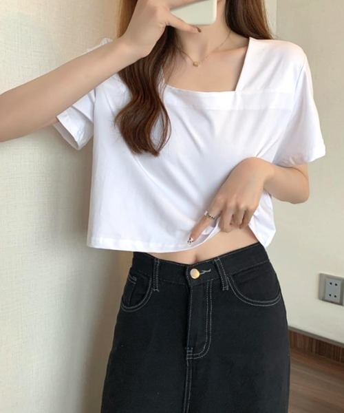 Amulet(アミュレット)の「スクエアネックTシャツ(Tシャツ/カットソー・レディース・ホワイト/ブラック・XL/L/M)」の15枚目の写真