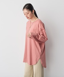 【anyfee/プラスサイズ】ラウンドヘムロングスリーブワイドTEE《大きいサイズ》